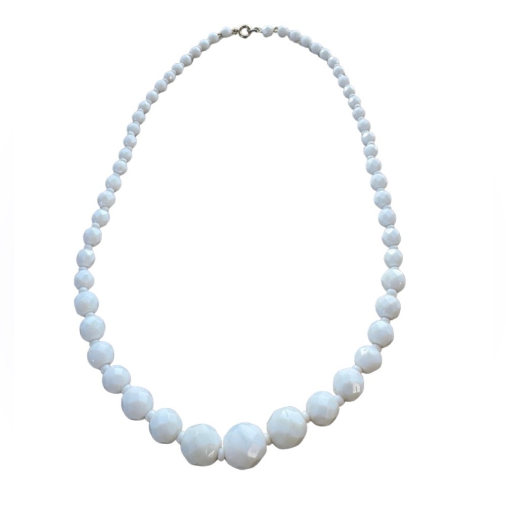 Vintage Faceted Milk Glass Necklace